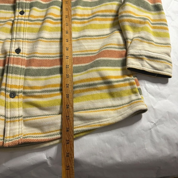 Eddie Bauer Mens Striped Southwestn Yellow Fleece Shirt Jacket Shacket Outdoor L - Picture 5 of 7